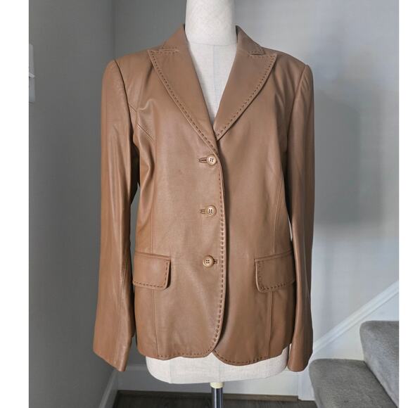 Pendleton 100% Leather Jacket Blazer Size M - Picture 1 of 7